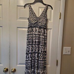 INC Women's Black and White Maxi Sleeveless Dress